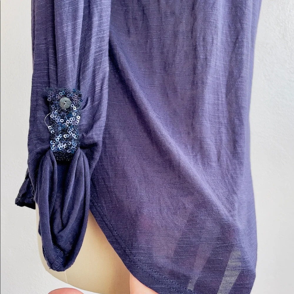 Anthropologie TINY “Vaha” Purple Burnout Velvet Leopard Pattern Blouse + Sequins - Picture 10 of 13